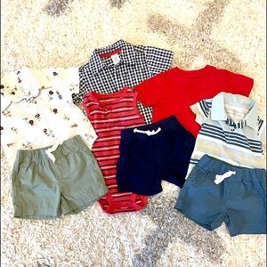 Lot of 8 Carter’s Size 6 month baby boy shorts and shirts